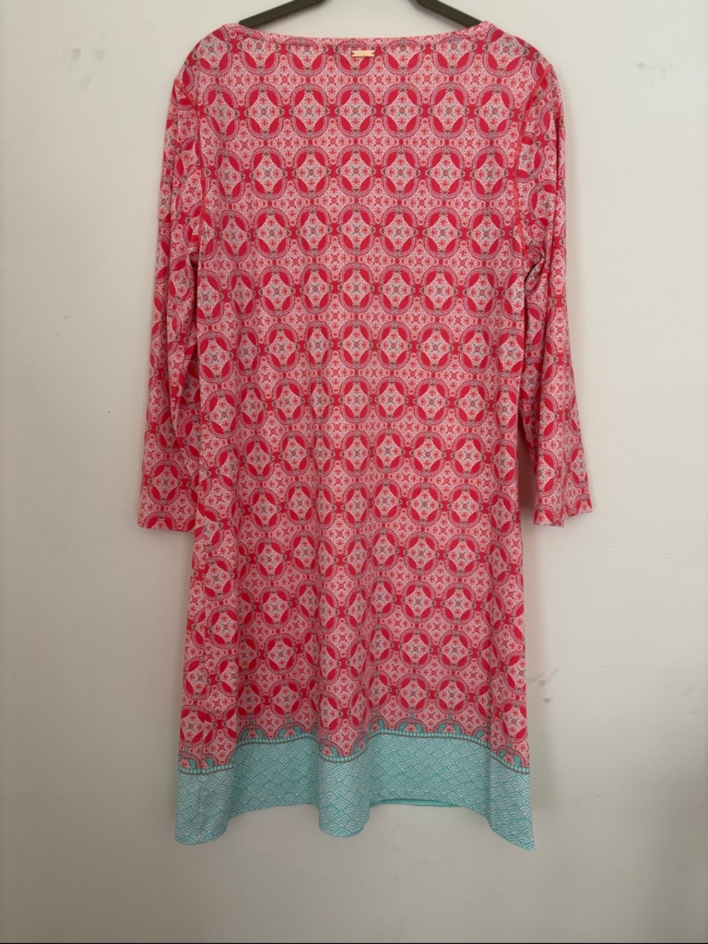 Cabana Life Pink and Aqua Printed Shift Dress - Picture 5 of 6